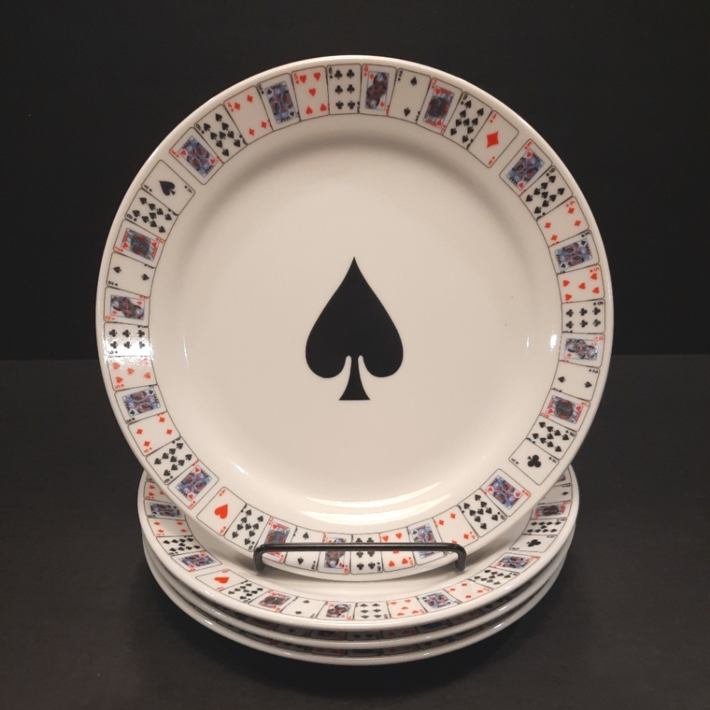 HausenWare Playing Card 8" Plates ~ Morgan Love Thomas ~ Set of 4